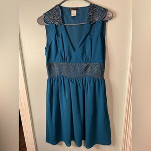 KLD signature dress with beading blue Sz M(U3)